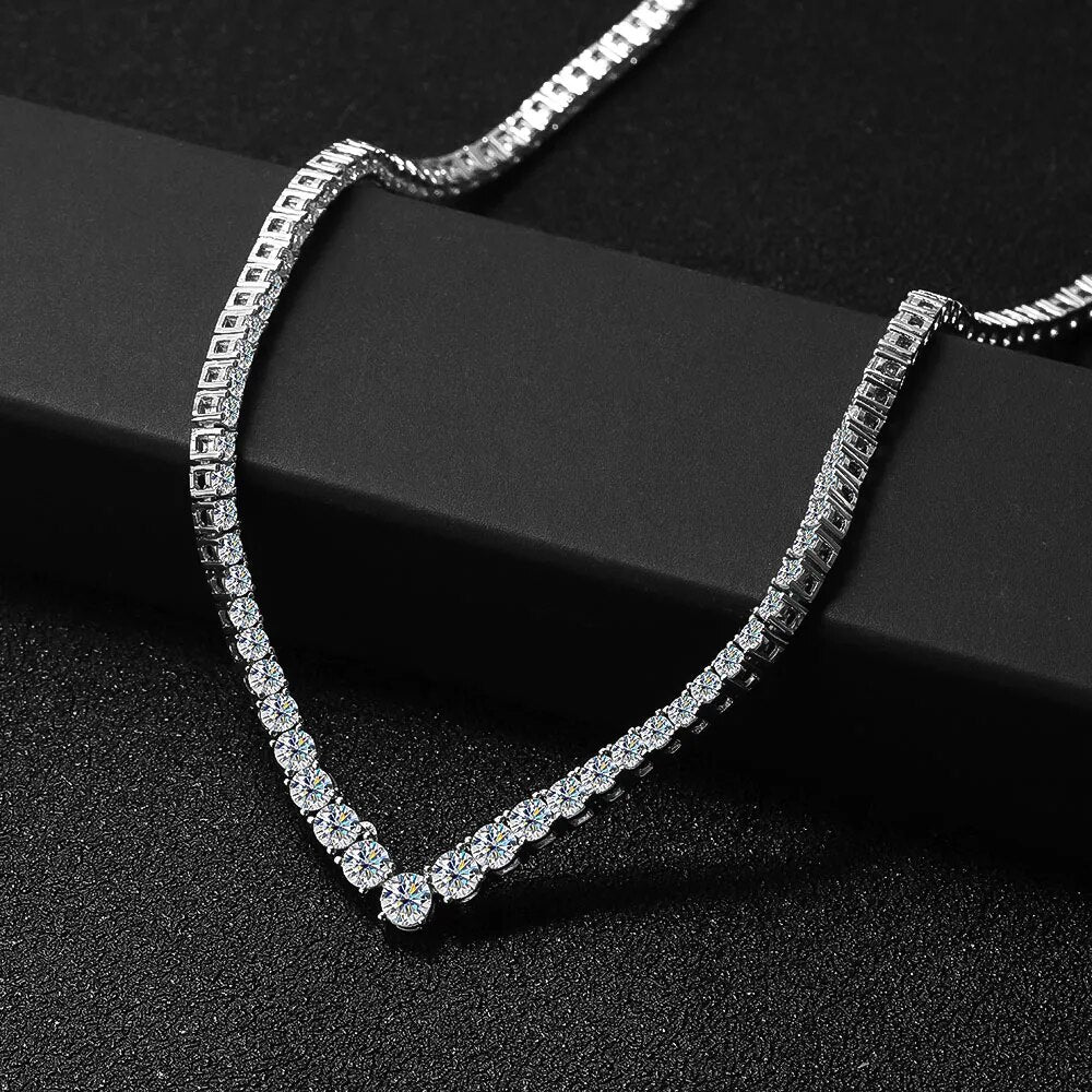 Luxury Moissanite Diamond Tennis Necklaces. 13.0 to 21.0 Carat.