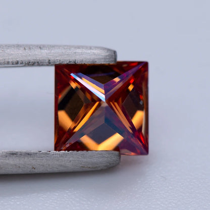 Princess Cut Moissanite Gemstone. Garnet Color. 1.0 To 5.0 carat.