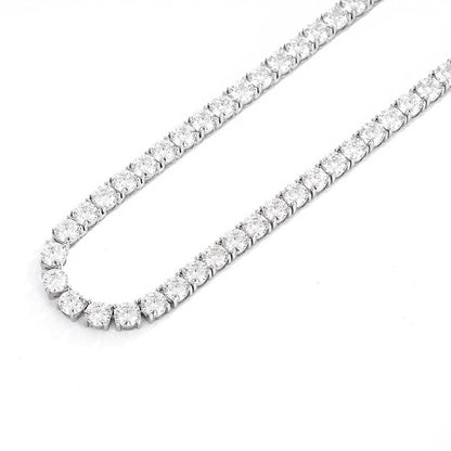 Moissanite Tennis Necklace.  18K White Gold Plated Silver