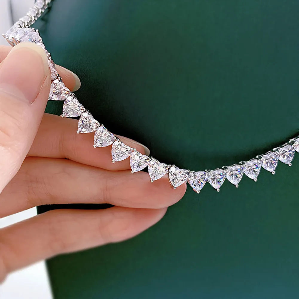 Shop Heart Shaped Luxury Moissanite Diamond Tennis Necklaces. 72.0 Carat.