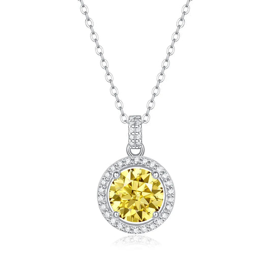 Yellow Color Moissanite Pendant Necklaces. 1.0 To 3.0 Carat.