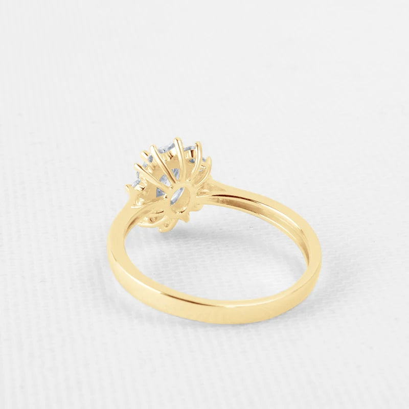 10K Gold Elegant Moissanite Ring, Oval/Marquise Cut.