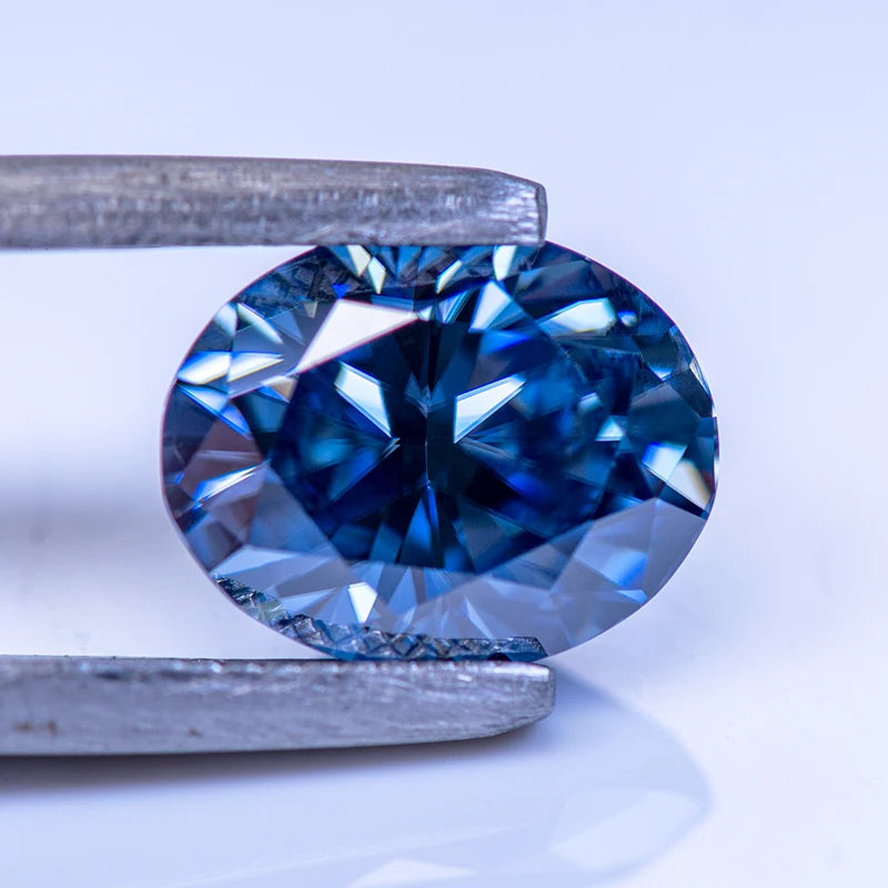 Loose Moissanite Stone. Royal Blue Color. Oval Cut. 1.0 To 5.0 Carat.