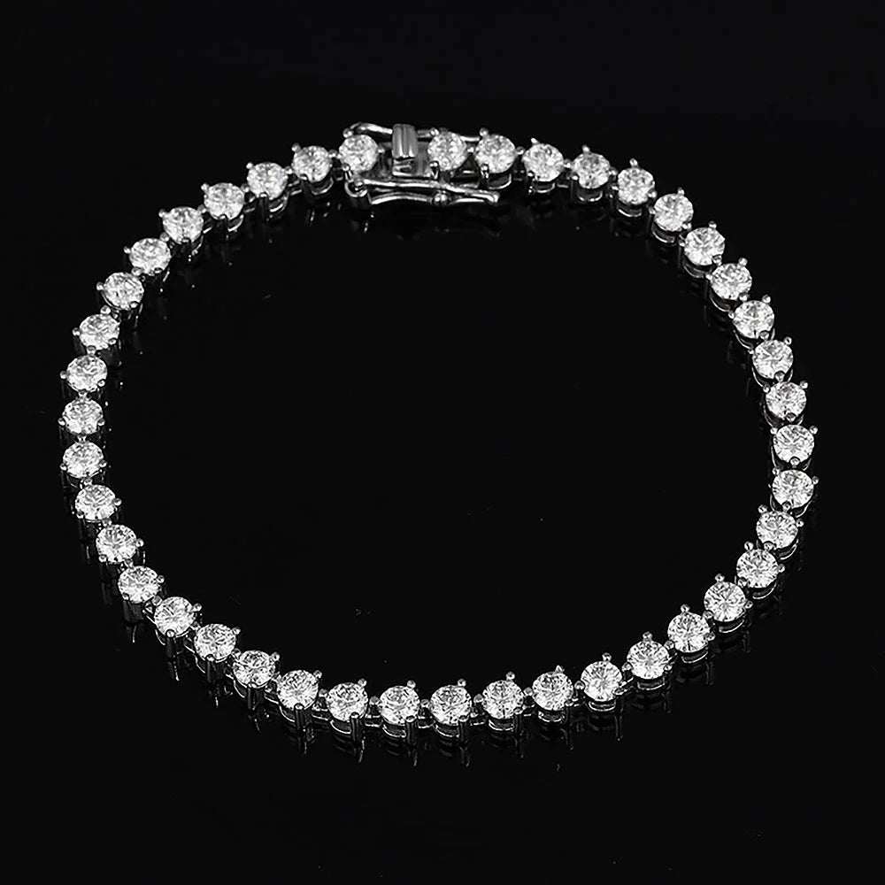 Moissanite Tennis Bracelet - 3mm Round Diamond Bracelets.
