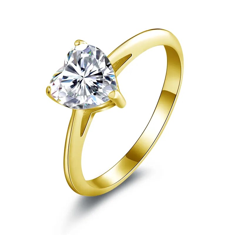 Heart-Shaped Moissanite Engagement Gold Rings. 1.20 Carat D VVS1.