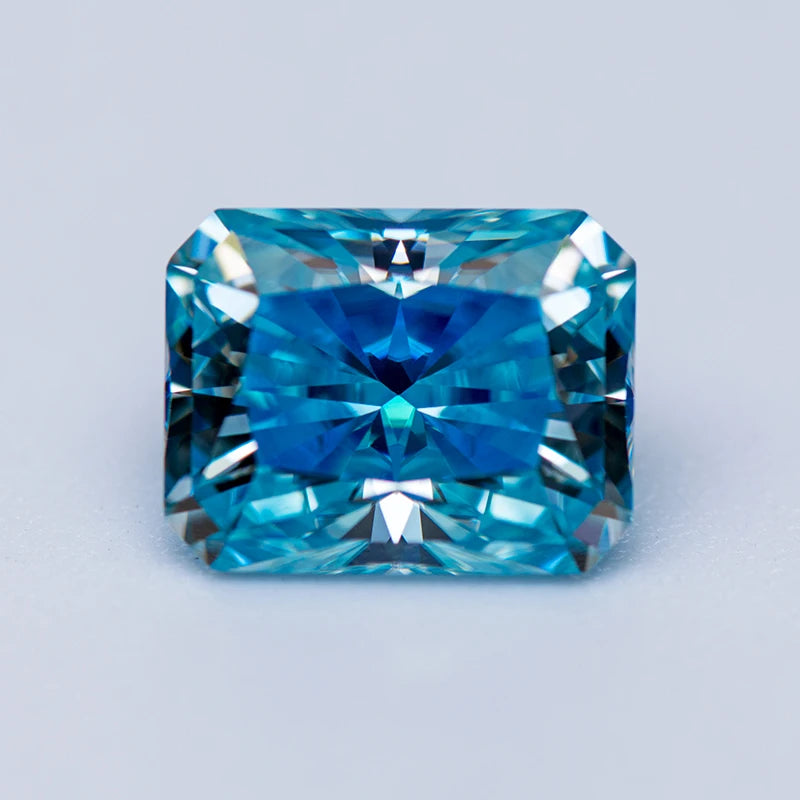 Loose Moissanite Gems. Aquamarine Color. Radiant Cut. 0.50 To 5.0 Carat.