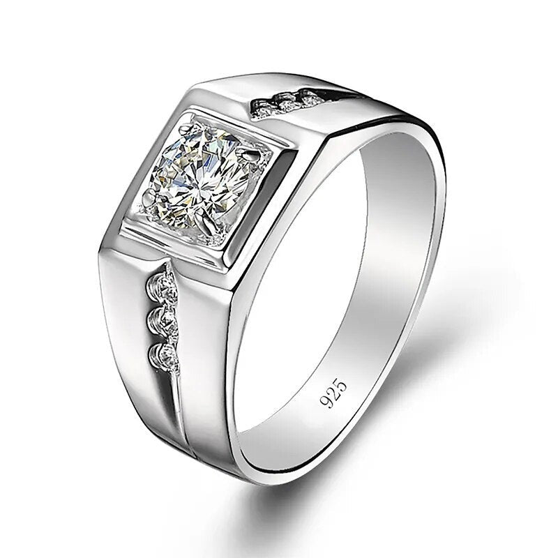 Luxury Moissanite Rings For Men. 0.50 Carat Genuine Moissanite.