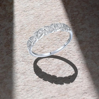 Elegant Natural Diamond Rings For Women. 14K White Gold.
