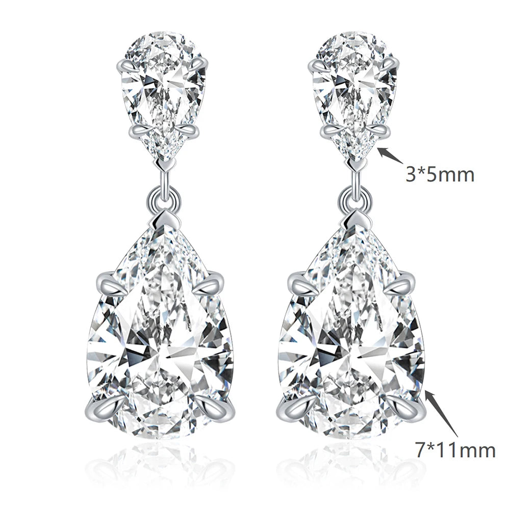 Luxury Pear Cut Full Moissanite Drop Earrings. 6.70 Total Carat. D VVS1.