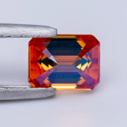 Loose Moissanite Stone. Orange Color. Emerald Cut. 0.50 To 5.0 Carat.