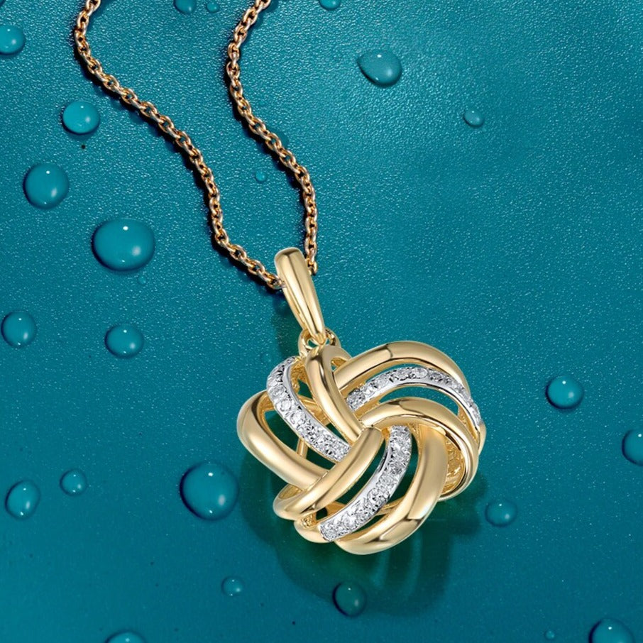 Yellow Gold Pendant For Women With Natural White Diamonds.