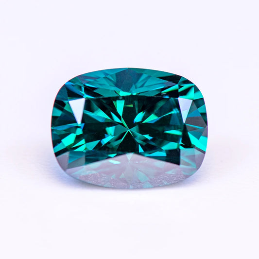 Cushion Cut Moissanite. Emerald Green Color. 1.0 To 5.0 Carat.
