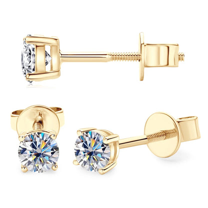 Gold Moissanite Stud Earrings. 4mm Moissanite Earrings.