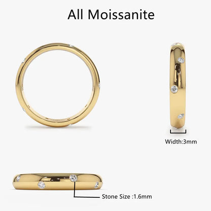 Moissanite Wedding Rings. 18K Gold Plated Silver.