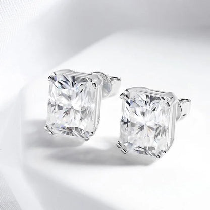 Moissanite Earrings. 2.0 To 8.0 Carat. Radiant, Princess, Pear Cut.