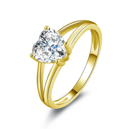 Heart-Shaped Moissanite Engagement Gold Rings. 1.20 Carat D VVS1.