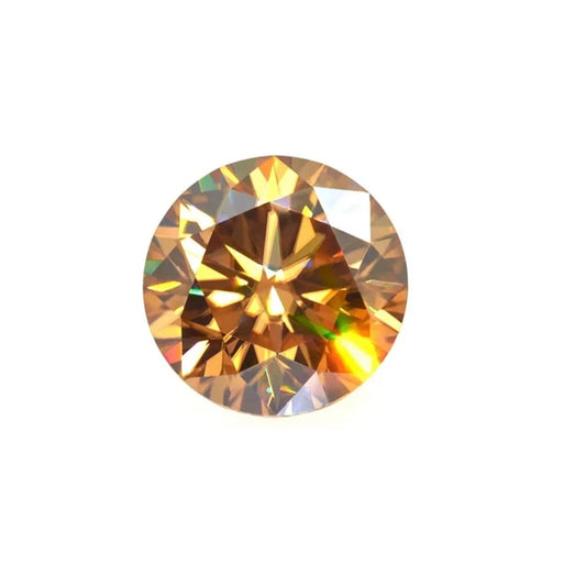 Champagne Color Moissanites. 0.30ct To 20 Carats. Round Shape.
