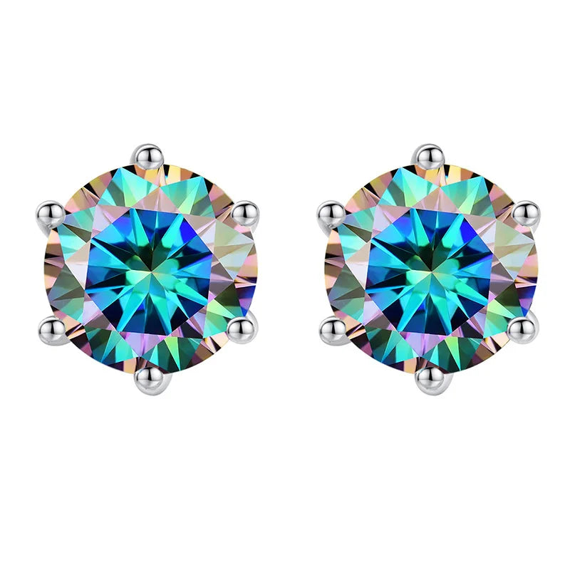 Colored Moissanite Stud Earrings. 1.0 To 4.0 Carat. With Certificate.