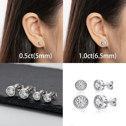 Moissanite Stud Earrings. 1.0 Carat. D VVS1. 18K Gold Plated Silver.