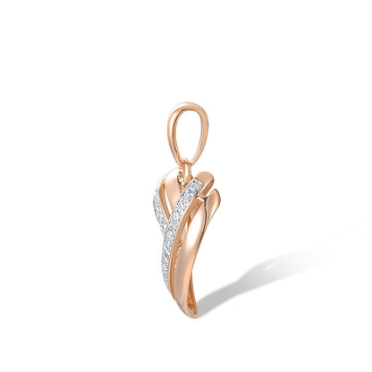 Luxury Heart Shape Diamond Pendant. 14K Rose Gold.