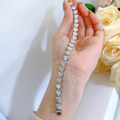 Shop Heart-shaped Moissanite Tennis Bracelets. 15.50 Carat. Genuine Moissanite.