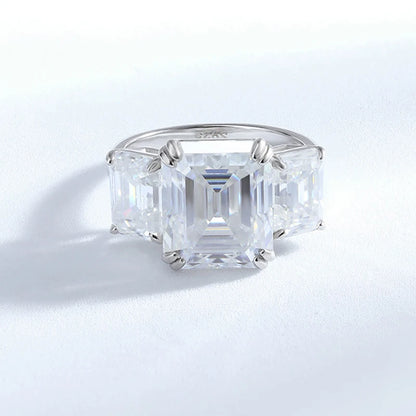 Shop Moissanite Engagement Rings. 12.0 Carat. Emerald Cut.