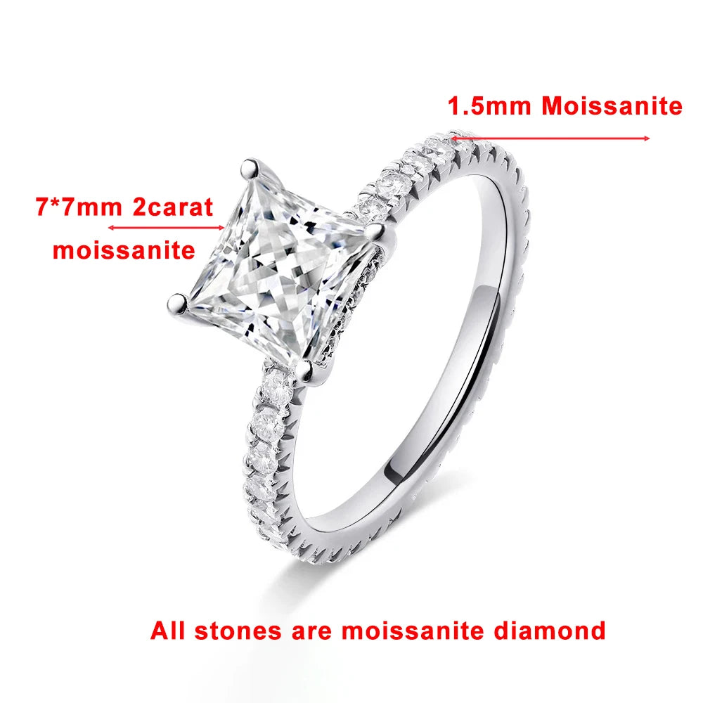 Moissanite Engagement Rings. Princess Cut. All Moissanite Gemstones.