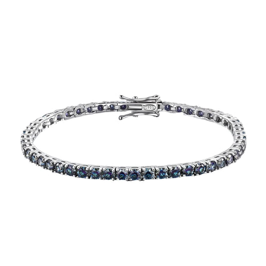 Moissanite Tennis Bracelet - Blue, Green, and Red Color.