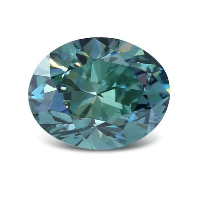 Loose Diamond. Fancy Intense Green. 1.0 Carat. Oval-Cut Lab-Grown Diamond.