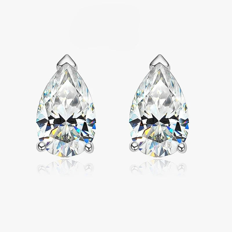 Moissanite Earrings. 2.0 To 8.0 Carat. Radiant, Princess, Pear Cut.