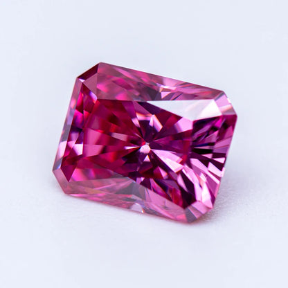 Loose Moissanite Stone. Pink Color. Radiant Cut. 0.50 To 5.0 Carat.