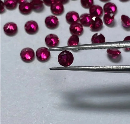 Loose Ruby. Small Sizes 2.0- To 3.0mm. Round Shape. Synthetic Ruby.