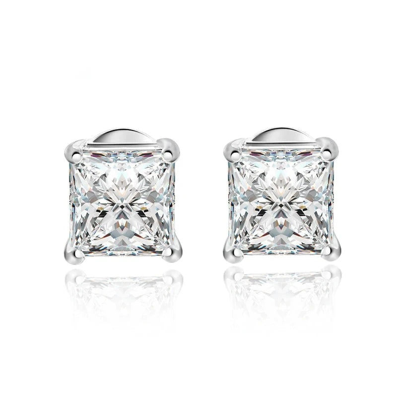 Moissanite Earrings. 2.0 To 8.0 Carat. Radiant, Princess, Pear Cut.