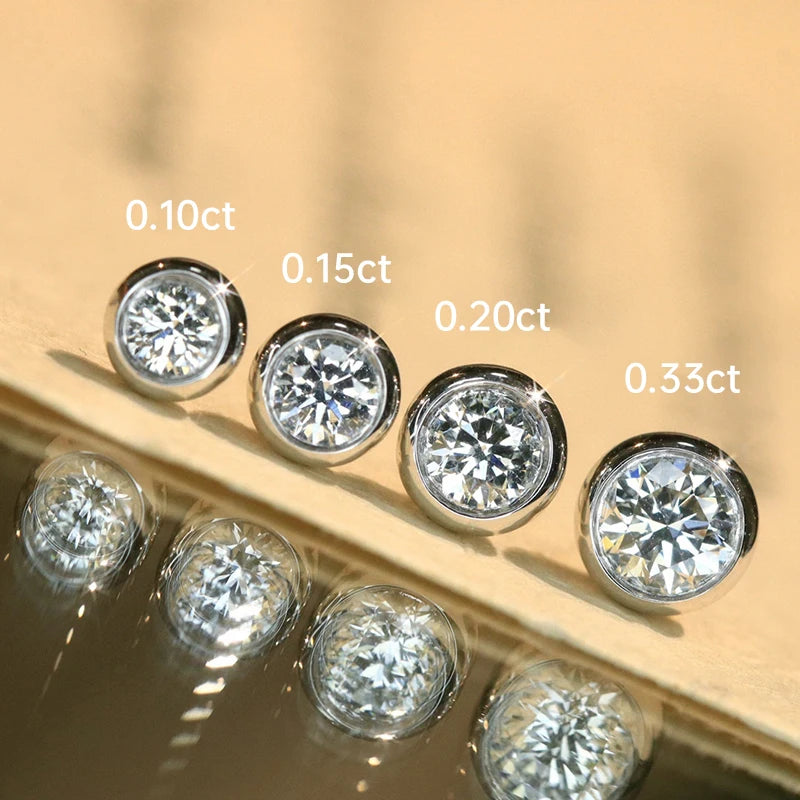 Classic Round Shape Stud Earrings with Real Diamonds.