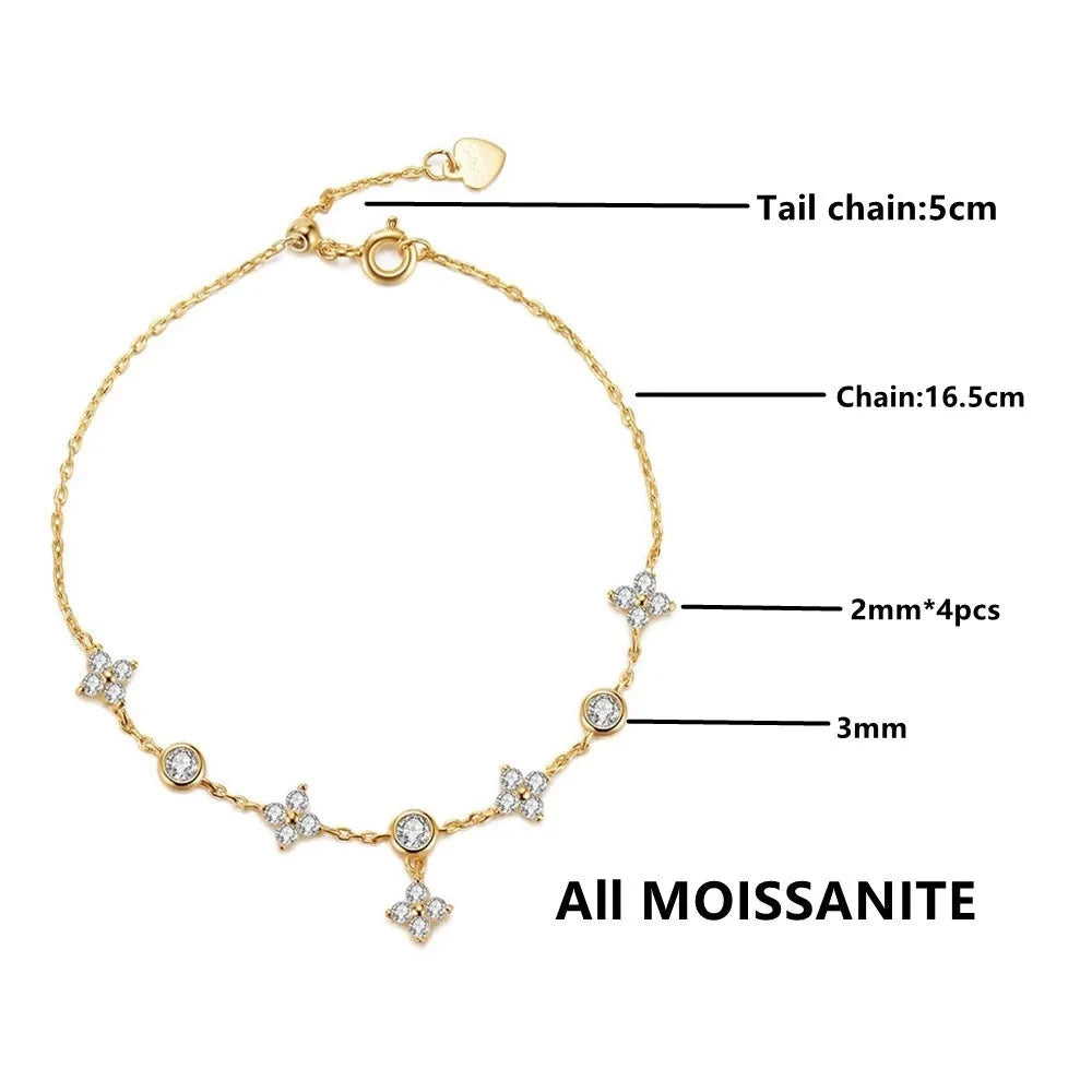 Elegant Moissanite Bracelets. 18K Gold Plated Silver.
