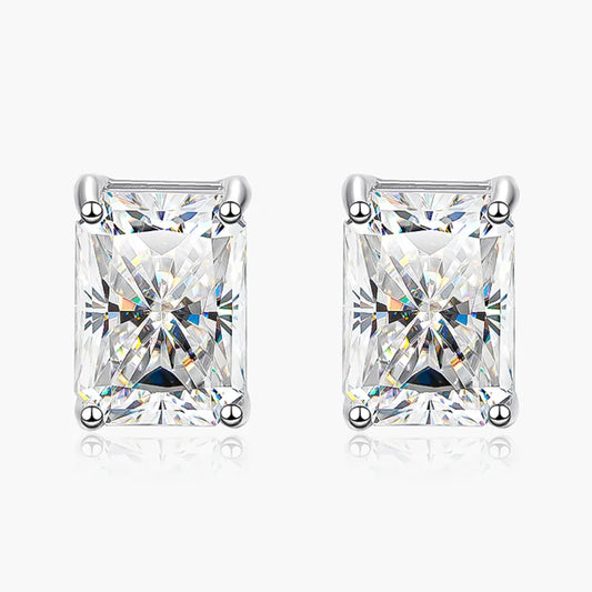 Radiant Cut Moissanite Stud Earrings. 5*7mm Total 2.0 Carat D VVS1.