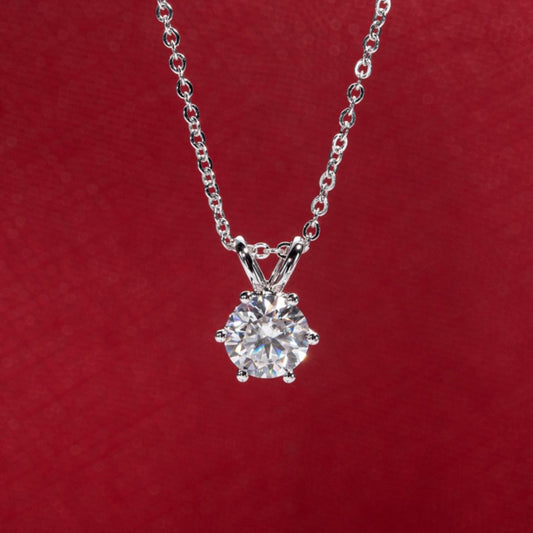 Gold Moissanite Diamond Pendant Necklace. 14K Gold. 1.0 Carat D VVS1.