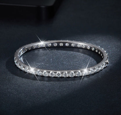 Moissanite Bangles 18K White Gold Plated Silver Bracelets