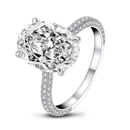 Luxury Moissanite Engagement Rings. Oval Cut. 8.0 Carat.