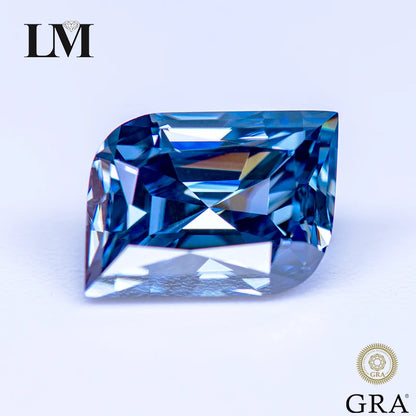 Loose Moissanite Gems. Leaf Cut. Royal Blue Color. 1.0 To 5.0 Carat.
