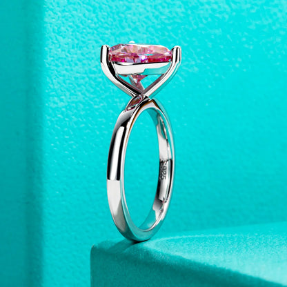 Heart Cut. Pink Color. Moissanite Engagement Rings. 3.0 Carat.
