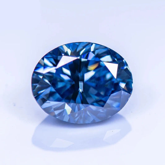 Loose Moissanite Stone. Royal Blue Color. Oval Cut. 1.0 To 5.0 Carat.