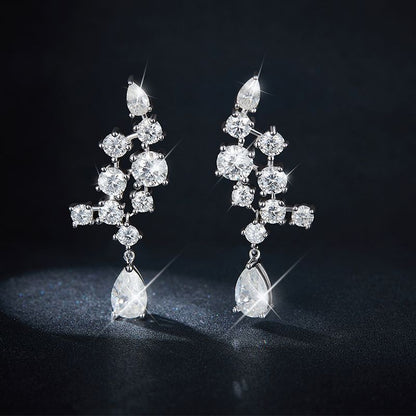 Luxury Moissanite Drop Earrings. D VVS1. 6.10 Carat. 18K Gols Plated Silver.