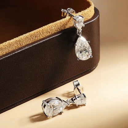 Luxury Pear-Cut 7.0 Carat Moissanite Earrings.