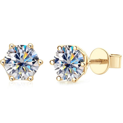 Genuine Gold Moissanite Earrings. Total 1.0 - 2.0 Carat. D VVS1.