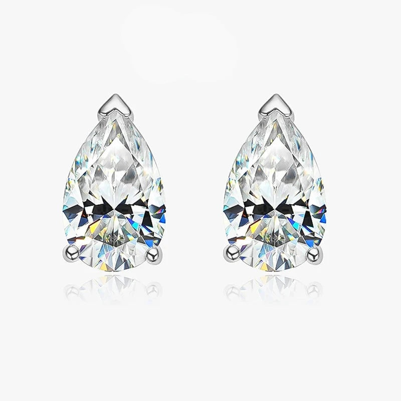 Moissanite Earrings. 2.0 To 8.0 Carat. Radiant, Princess, Pear Cut.