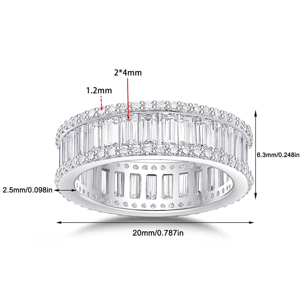 Luxury Emerald Cut Moissanite Eternity Rings.