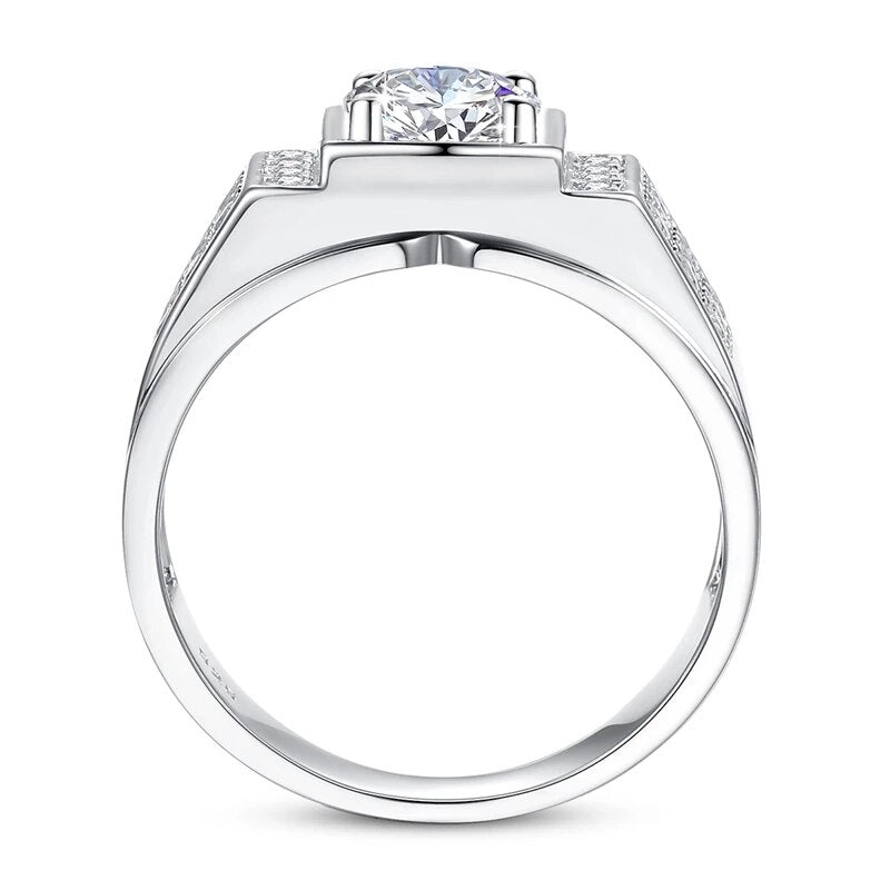 Men Luxury Moissanite Rings. 1.0 Carat D VVS1.