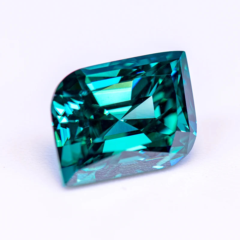 Loose Moissanite Gems. Leaf Cut. Emerald Green Color. 1.0 To 5.0 Carat.