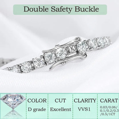 Shop Moissanite Tennis Bracelet. D VVS1. 2mm To 6.5mm Gemstones.